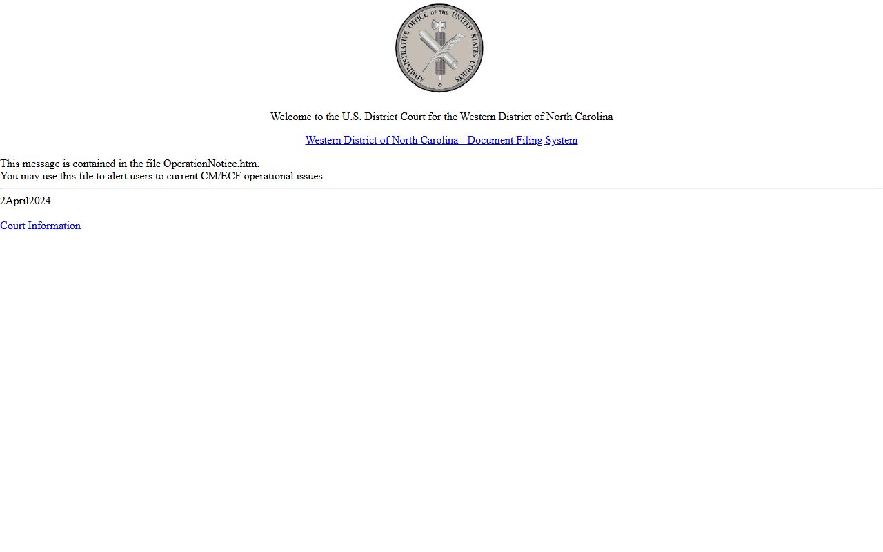 Alexander County Superior Court and District Court CM ECF federal records