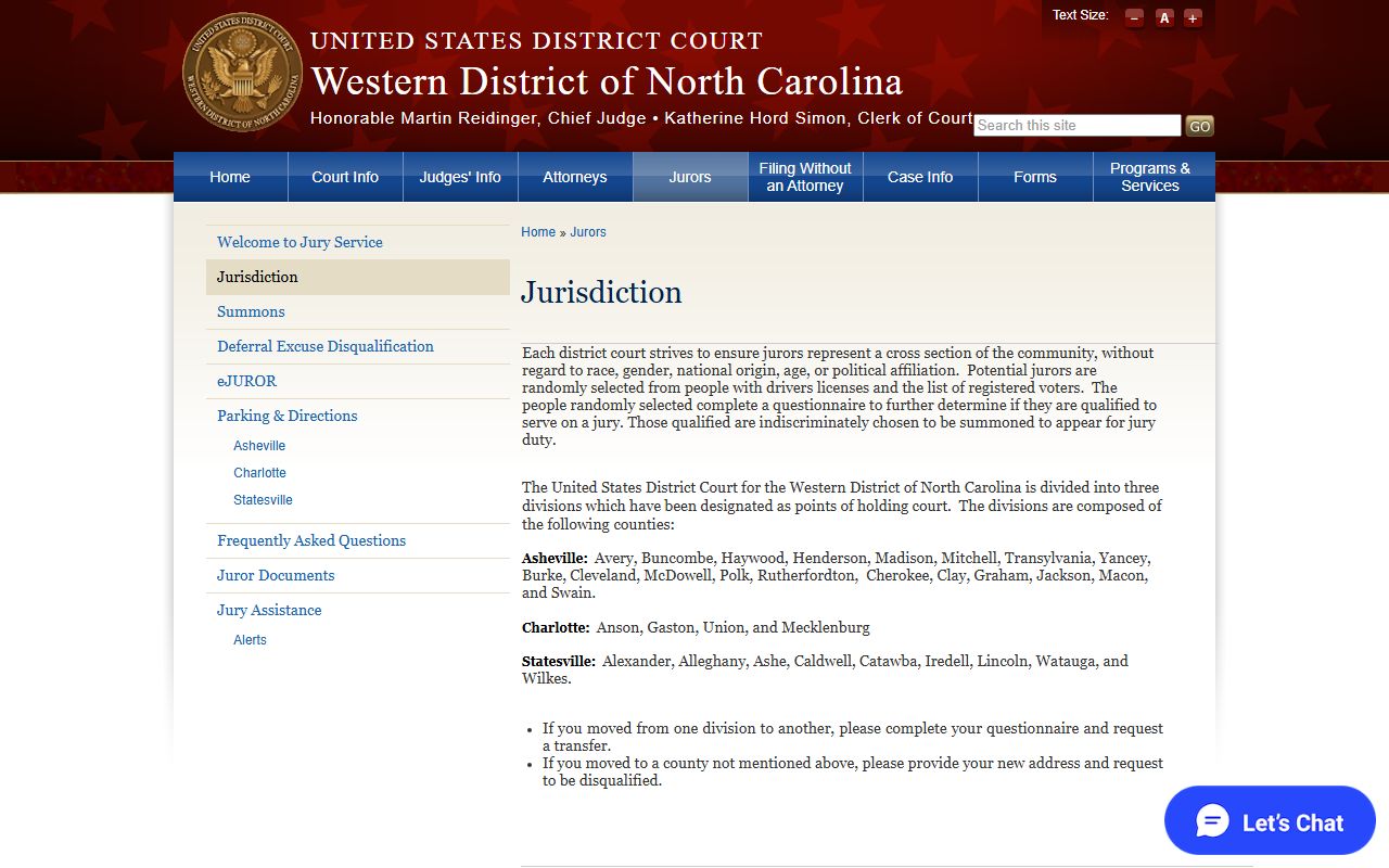 Alexander County Superior Court and District Court Statesville Division federal jurisdiction