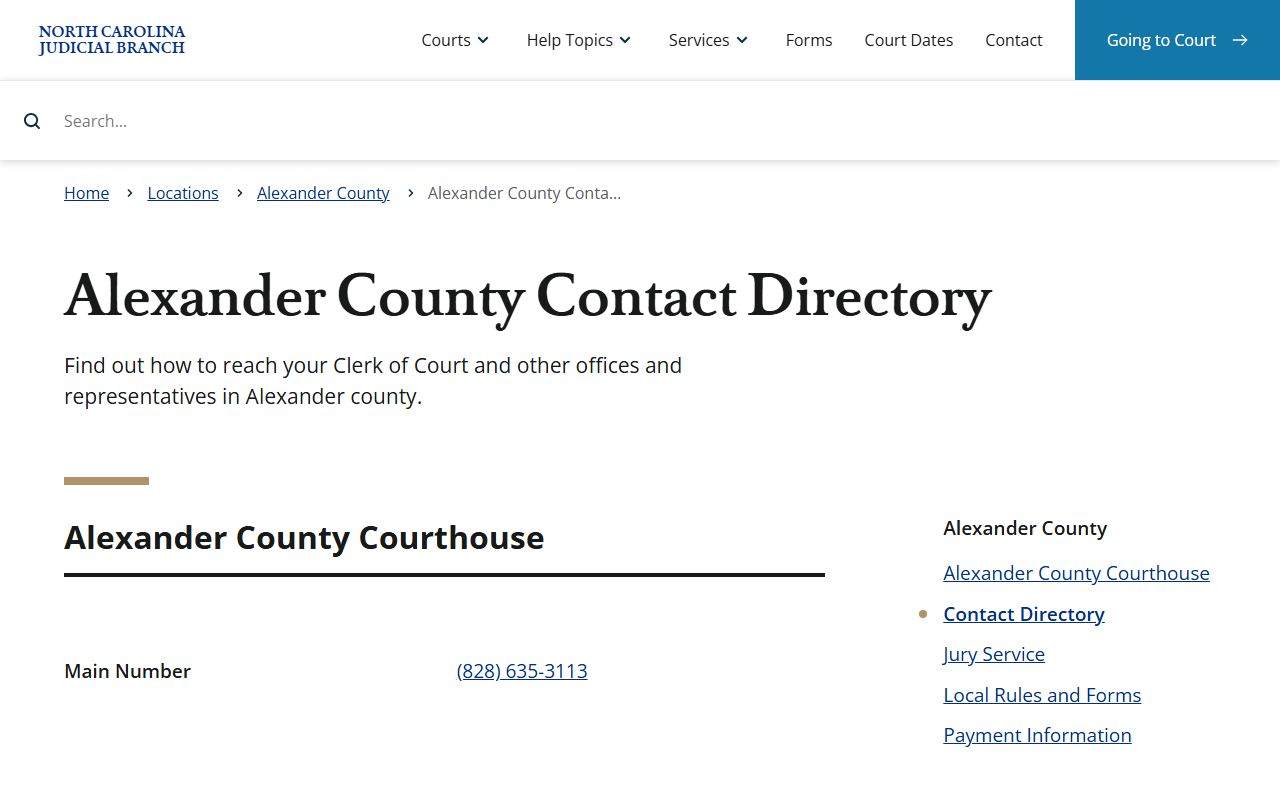 Alexander County court records local contact directory