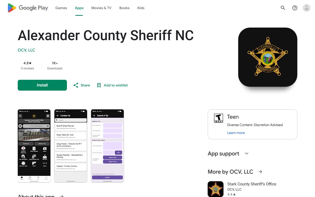 Alexander County inmate records Sheriff Android app